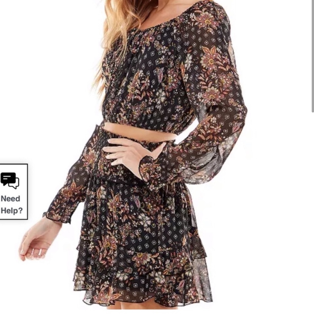 City Studio Two Pieces Printed Mini Dress